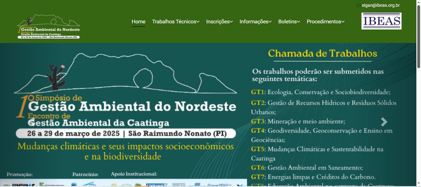 1 Sigan - 1º Simpósio de Gestão Ambiental do Nordeste